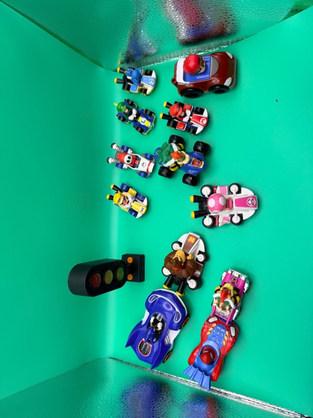 Mixed Mario Kart & Character Toy Cars Lot of 13 with Traffic Light